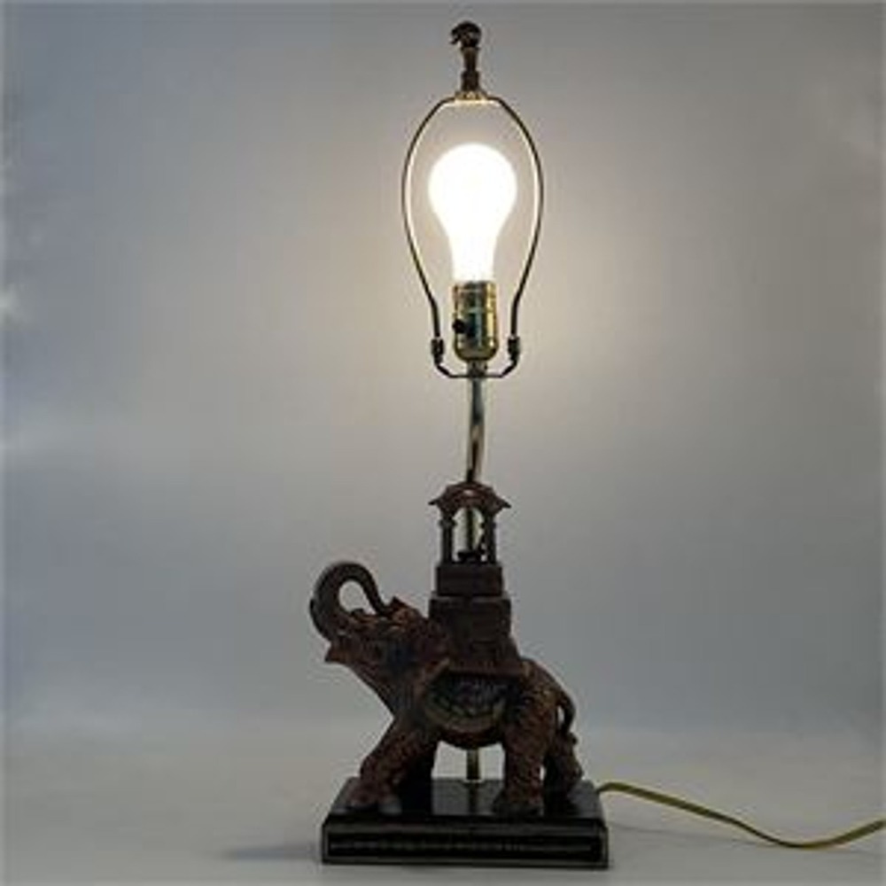 Maitland-Smith Hand Painted Cast Resin Elephant Ride Table Lamp 25" High